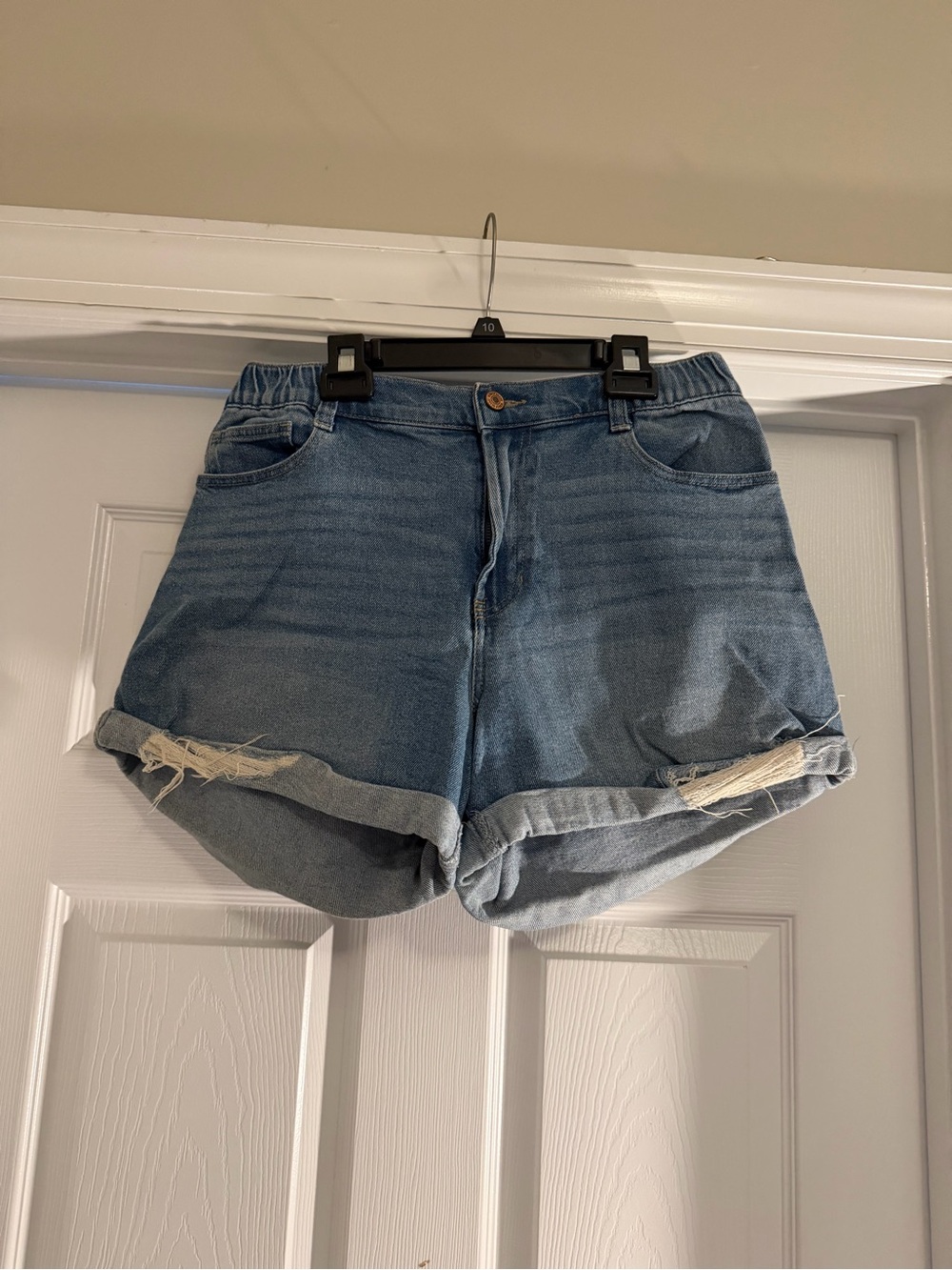Rewash Light Blue Rolled-Hem Jean Shorts